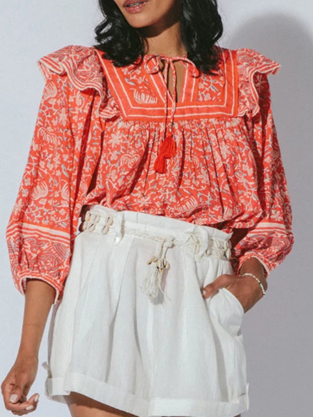 Anthropologie Cleobella Mylah Boho Ruffle Blouse Medium